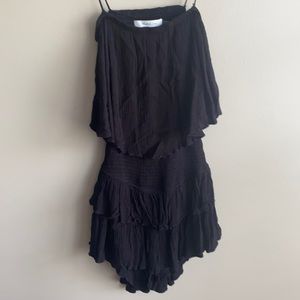 black strapless romper